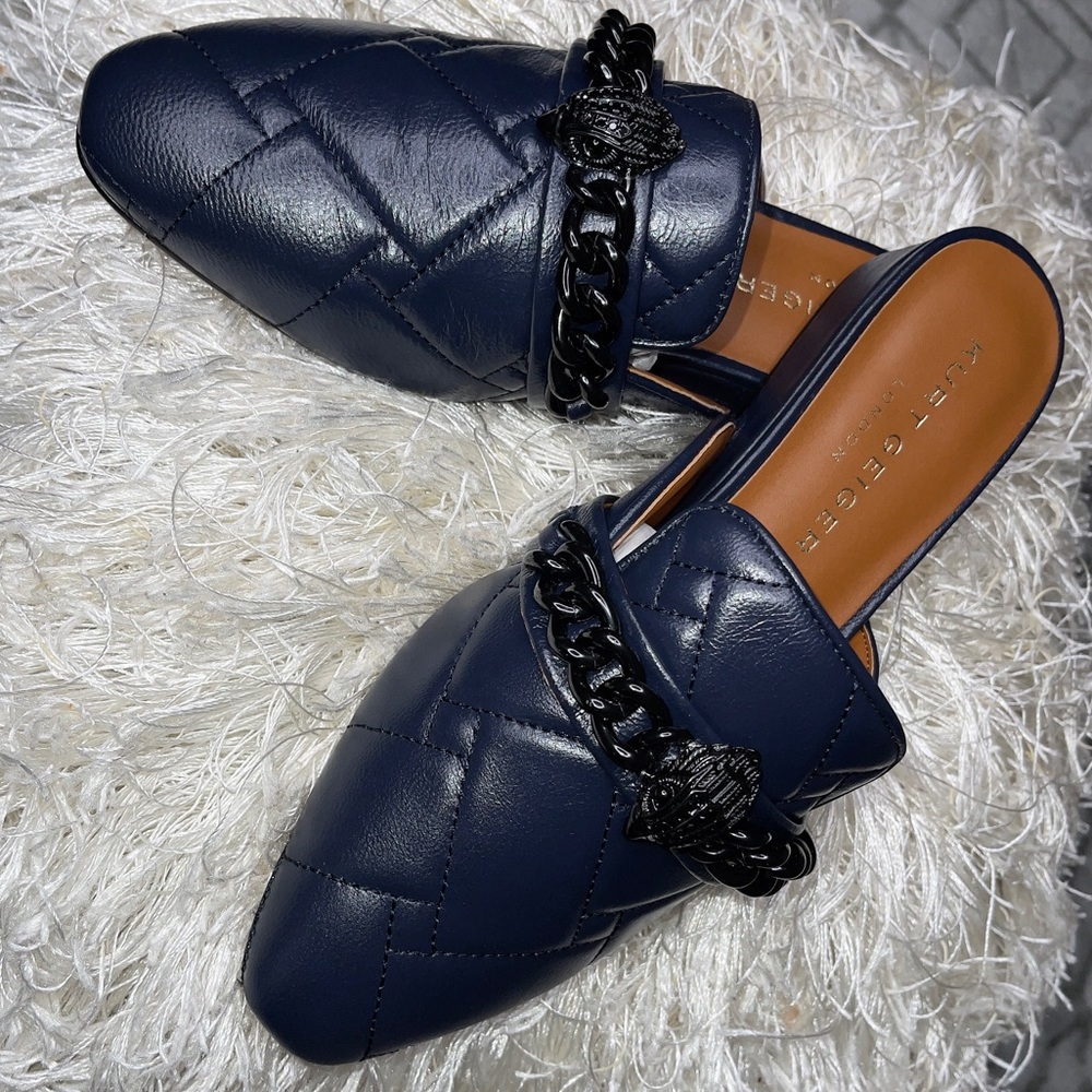 Kurt Geiger Dark Blue Leather Flats